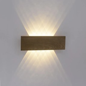 Candeeiro de parede country madeira 45 cm com 2 luzes LED - Ajdin Moderno