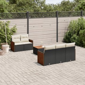 vidaXL 6 pcs conjunto sofás de jardim c/ almofadões vime PE preto