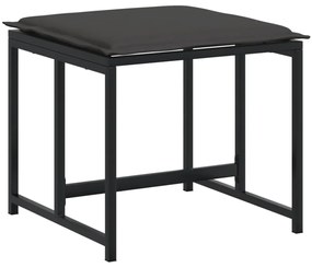 17 pcs conj. de jantar p/ jardim c/ almofadões textilene preto