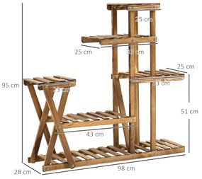 Suporte para Plantas Estante para Plantas de Madeira com 5 Níveis para Interior Exterior 98x28x95 cm Madeira