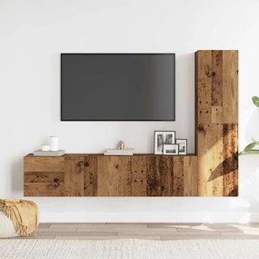 armários de TV montados na parede 3 pcs madeira velha