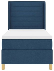 Cama Box com Colchão Azul 100x200 cm, Tecido