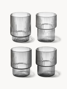 Mouth-blown Tumblers Ripple with Groove Relief, Set of 4