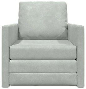 Sofá de Andar vidaXL Individual Conversível Veludo 74x77x81 cm Cinza C