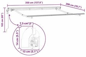 Toldo Elétrico Retrátil 3,5x2 cm de Metal