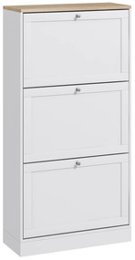 HOMCOM Móvel Sapateira de Entrada com 3 Gavetas Basculantes e Prateleiras Ajustáveis para 18 Pares de Sapatos 60x23,5x115 cm Branco | Aosom Portugal