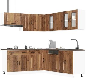 vidaXL 11 peças armário de cozinha conjunto Kalmar madeira velha