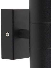 Candeeiro de parede exterior preto IP44 2 luzes - Duo Moderno