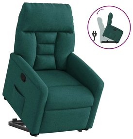 Poltrona reclinável elevatória tecido verde-escuro