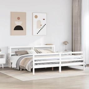 Cama sem colchão 180x200 cm madeira de pinho maciça branco