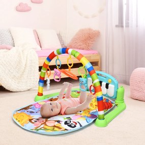 Centro de actividades Para Bebés com tapete para crianças com 4 brinquedos pendurados 1 Espelho e Piano destacável  79 x 60 x 43 cm