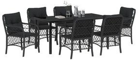 Conjunto de Jantar de Jardim com Almofadas Preto Rattan Poly