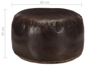 Pufe 60x30 cm couro de cabra genuíno castanho-escuro