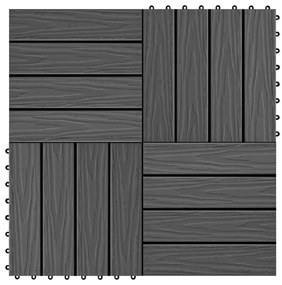 Ladrilho pavimento relevo profundo 11 pcs WPC 1m² preto