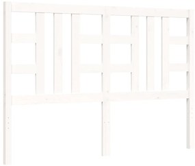 Estrutura de cama de casal com cabeceira madeira maciça branco