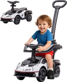 AIYAPLAY 2 em 1 Carro Andador para Crianças 12-36 Meses Lamborghini Essenza SCV2 Carro Andador 86,5x40x89,5cm Branco e Preto | Aosom Portugal