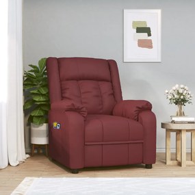 vidaXL Poltrona de massagens elétrica couro artificial vermelho tinto