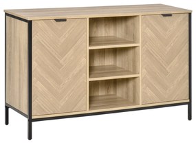 Aparador de Cozinha com 2 Portas Prateleiras Ajustáveis e 3 Compartimentos Abertos Móvel Auxiliar para Sala de Jantar e Sala de Estar 120x39,2x76cm