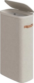 Cesto da roupa suja, cesto de 65 L, cesto com tampa e pegas, 39 x 22 x 75 cm, bege
