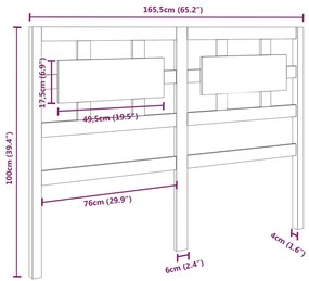 Cabeceira de cama 165,5x4x100 cm pinho maciço cinzento