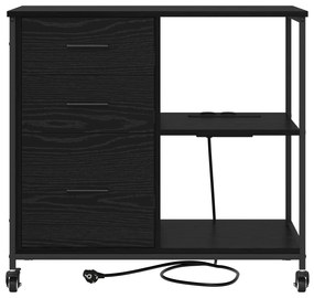 Armário de Escritório com roda Carvalho preto 76 x 41 x 72 cm