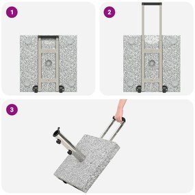 Base de Guarda-Chuva com Rodas com Pega Cinza Granito 29 kg Quadrada