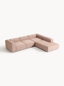 Sofá de canto modular em mistura de linho Lennon (4 lugares)