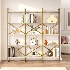 Estante VG6 – Mármore Branco e Dourado – 170x175x30 cm