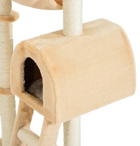 Árvore para Gatos Raspador com Poste para arranhar Ninho Rede Plataforma Casinha Escada Veludo Sisal Natural - 55x30x100cm