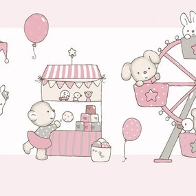 Papel Infantil LULLABY 240-2 Cenefa Carousel rosa
