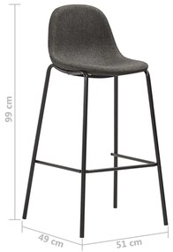 Cadeiras de bar 4 pcs tecido cinzento-escuro
