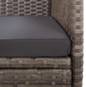 Cadeiras de exterior 2 pcs com almofadões vime PE cinzento