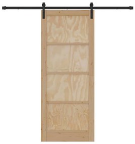 Porta Deslizante com Conjunto de Ferragens 86x211 cm Madeira Sólida de