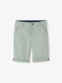Bermudas para menino em algodão/linho. verde-salva