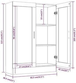 Vitrine 82,5x30,5x115 cm derivados de madeira cinzento sonoma