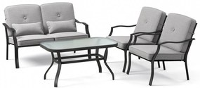 Conjunto de 4 peças para conversação ao ar livre com almofadas para encosto e cintura - Azul-marinho