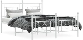 Estrutura de cama com cabeceira e pés 140x190 cm metal branco