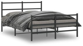 vidaXL Estrutura de cama com cabeceira e pés 135x190 cm metal preto