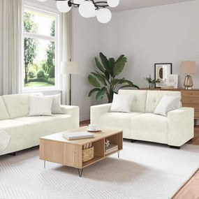 Conjunto de Sofá de 3 Peças com Almofadas em Veludo Creme