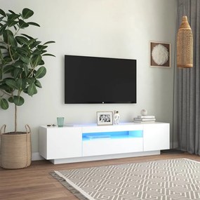 Móvel de TV Giancarlo com Luzes LED de 160cm - Branco - Design Moderno