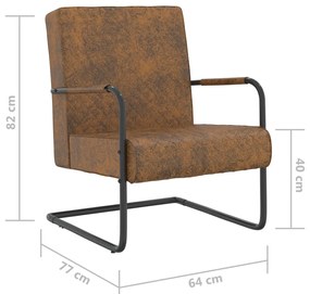 325734 vidaXL Cantilever Chair Brown Fabric