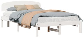 Estrado de Cama com Cabeceira Branco 140x190 cm Madeira Pinho