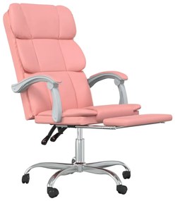Cadeira de escritório reclinável couro artificial rosa