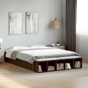 vidaXL Estrutura de cama 140x200cm derivados madeira carvalho castanho