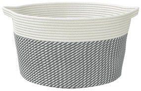 Cesto de arrumação Ø45x25 cm algodão cinzento e branco