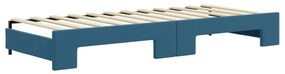 Sofá-cama com gavetão e colchões 80x200 cm veludo azul