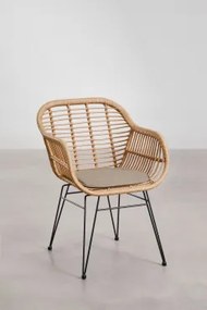 Pack De 4 Cadeiras De Jardim Com Apoios De Braços Em Rattan Sintético Zole Preto & Castanho Moka - Sklum