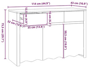 Buffet vidaXL "DRAMMEN" 114x43x75,5 cm Madeira Sólida de Pinheiro