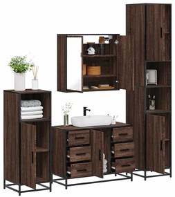 vidaXL 4 pcs conj. móveis WC derivados madeira cor carvalho castanho