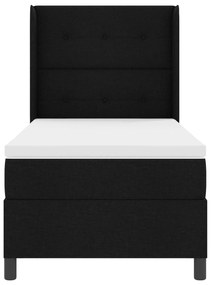 Cama Box Spring com Colchão e LED Preto 90x200 cm Tecido